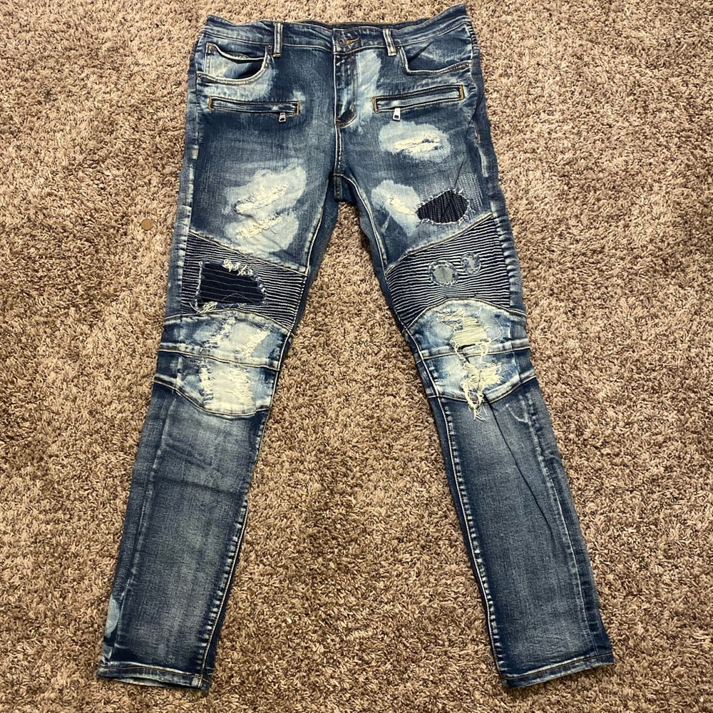 34x32 Crysp Denim - Moto Slim Straight